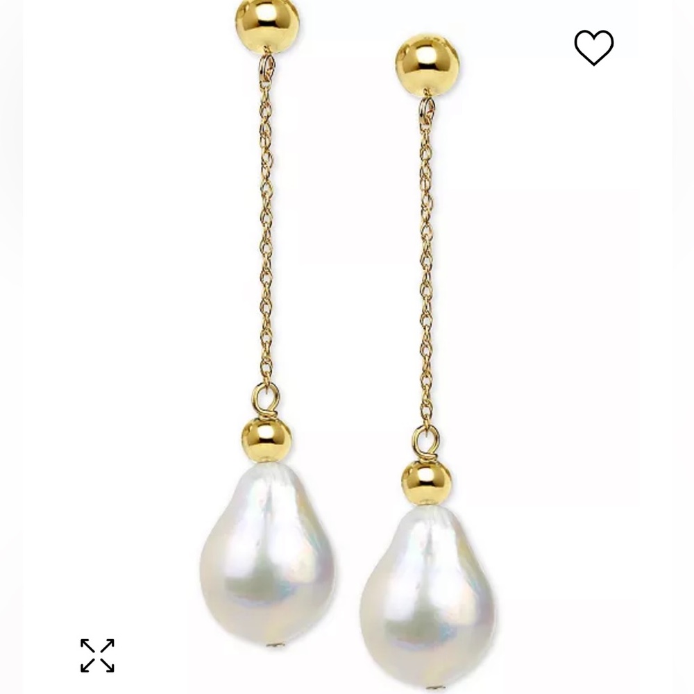 Cultured Baroque Freshwater Pearl (11-13mm) Drop Earrings 14k Gold